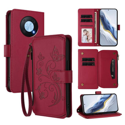 Butterfly Love Flower Multi-card Zipper Wallet Leather Phone Case, For Huawei P60 / P60 Pro, For Huawei Enjoy 50 Pro 4G / nova Y90