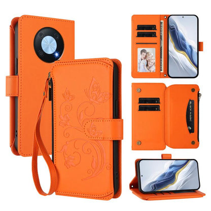 Butterfly Love Flower Multi-card Zipper Wallet Leather Phone Case, For Huawei P60 / P60 Pro, For Huawei Enjoy 50 Pro 4G / nova Y90