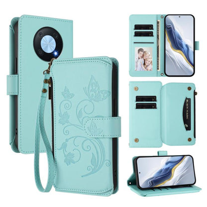 Butterfly Love Flower Multi-card Zipper Wallet Leather Phone Case, For Huawei P60 / P60 Pro, For Huawei Enjoy 50 Pro 4G / nova Y90
