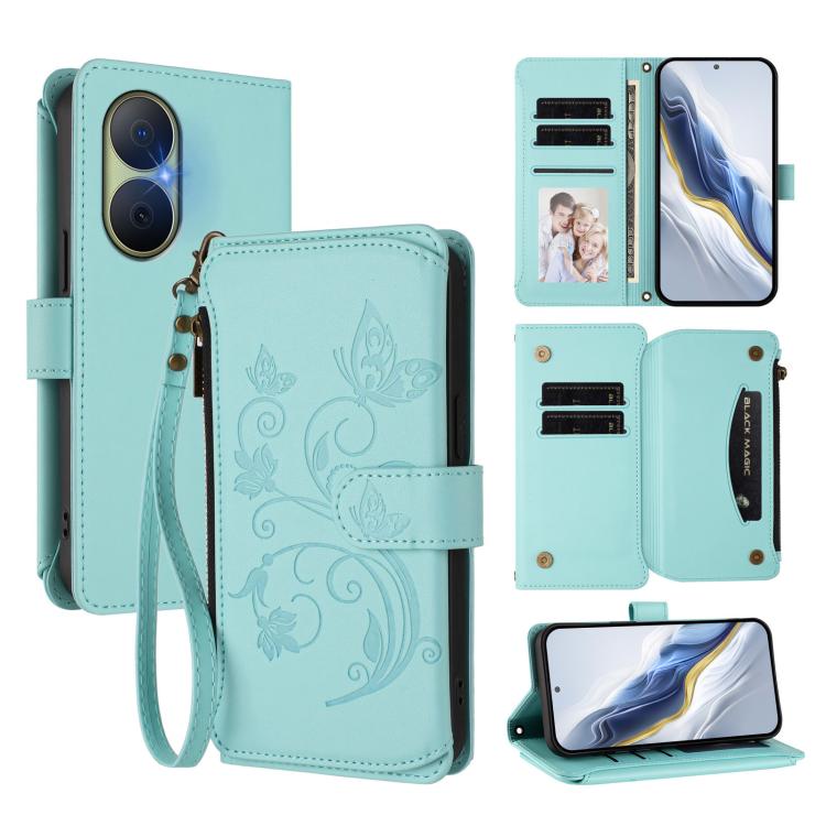 Butterfly Love Flower Multi-card Zipper Wallet Leather Phone Case, For Huawei nova 14 5G / 15 / 16z, For Huawei nova 16, For Huawei Mate 70 Air 5G, For Huawei Pura 80 Ultra 5G, For Huawei Pura 80 Pro 5G, For Huawei Pura 80 5G, For Huawei Enjoy 80s 4G  ...