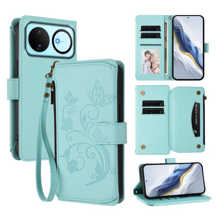 Butterfly Love Flower Multi-card Zipper Wallet Leather Phone Case, For Huawei nova 14 5G / 15 / 16z, For Huawei nova 16, For Huawei Mate 70 Air 5G, For Huawei Pura 80 Ultra 5G, For Huawei Pura 80 Pro 5G, For Huawei Pura 80 5G, For Huawei Enjoy 80s 4G  ...