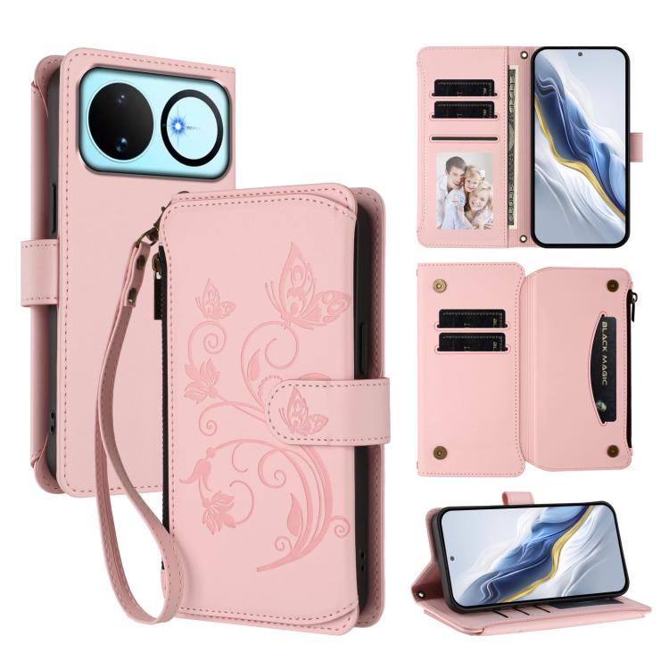 Butterfly Love Flower Multi-card Zipper Wallet Leather Phone Case, For Huawei nova 14 5G / 15 / 16z, For Huawei nova 16, For Huawei Mate 70 Air 5G, For Huawei Pura 80 Ultra 5G, For Huawei Pura 80 Pro 5G, For Huawei Pura 80 5G, For Huawei Enjoy 80s 4G  ...