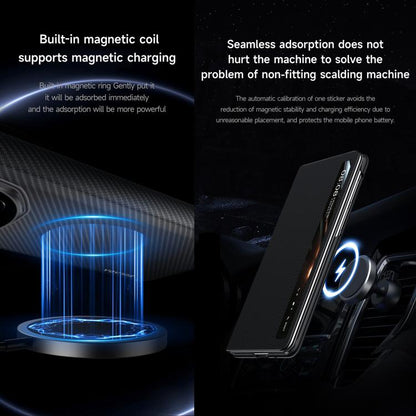 Textured phone case with built-in magnetic coil design and camera window opening, dark finish