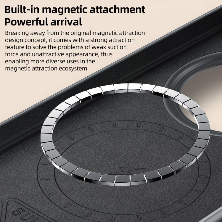 Phone case magnetic attachment base with textured surface and metal ring