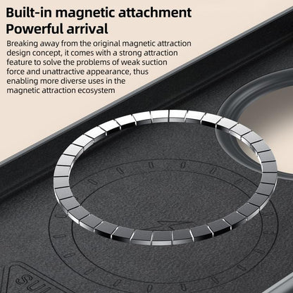Phone case magnetic attachment base with textured surface and metal ring