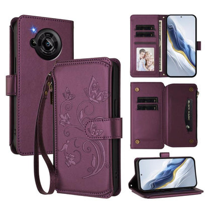 Butterfly Love Flower Multi-card Zipper Wallet Leather Phone Case, For Sharp Aquos Sense8, For Sharp Aquos wish3, For Sharp Aquos R7 / P7 / SH-52C /A202SH