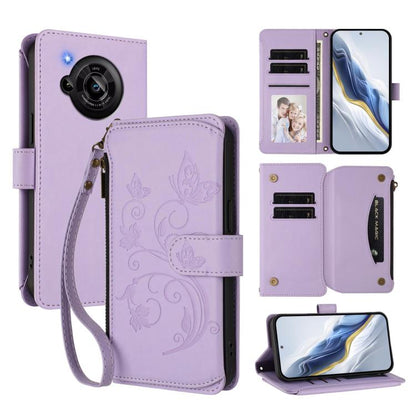 Butterfly Love Flower Multi-card Zipper Wallet Leather Phone Case, For Sharp Aquos Sense8, For Sharp Aquos wish3, For Sharp Aquos R7 / P7 / SH-52C /A202SH