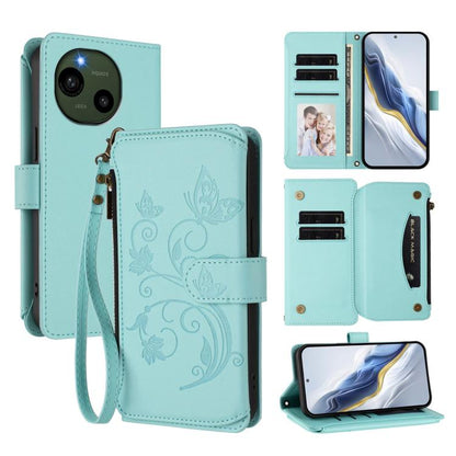 Butterfly Love Flower Multi-card Zipper Wallet Leather Phone Case, For Sharp Aquos wish6, For Sharp Aquos R11, For Sharp Aquos Sense10, For Sharp Aquos R10, For Sharp Aquos Wish5, For Sharp Basio Active3, For Sharp Aquos Sense9 Plus                    ...