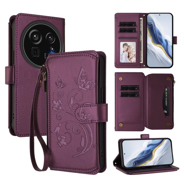 Butterfly Love Flower Multi-card Zipper Wallet Leather Phone Case, For Sharp Aquos wish6, For Sharp Aquos R11, For Sharp Aquos Sense10, For Sharp Aquos R10, For Sharp Aquos Wish5, For Sharp Basio Active3, For Sharp Aquos Sense9 Plus                    ...