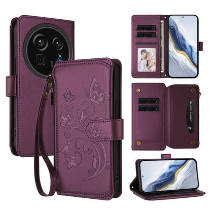 Butterfly Love Flower Multi-card Zipper Wallet Leather Phone Case, For Sharp Aquos wish6, For Sharp Aquos R11, For Sharp Aquos Sense10, For Sharp Aquos R10, For Sharp Aquos Wish5, For Sharp Basio Active3, For Sharp Aquos Sense9 Plus                    ...
