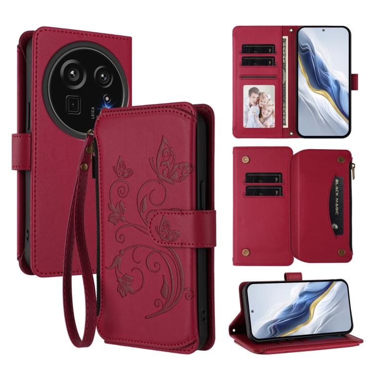 Butterfly Love Flower Multi-card Zipper Wallet Leather Phone Case, For Sharp Aquos wish6, For Sharp Aquos R11, For Sharp Aquos Sense10, For Sharp Aquos R10, For Sharp Aquos Wish5, For Sharp Basio Active3, For Sharp Aquos Sense9 Plus                    ...