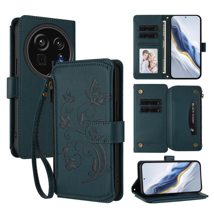 Butterfly Love Flower Multi-card Zipper Wallet Leather Phone Case, For Sharp Aquos wish6, For Sharp Aquos R11, For Sharp Aquos Sense10, For Sharp Aquos R10, For Sharp Aquos Wish5, For Sharp Basio Active3, For Sharp Aquos Sense9 Plus                    ...
