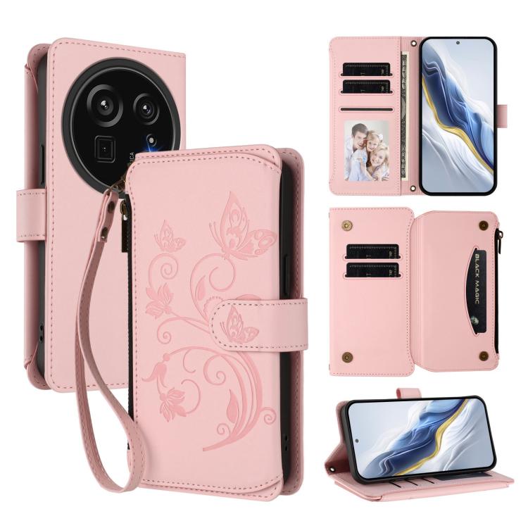 Butterfly Love Flower Multi-card Zipper Wallet Leather Phone Case, For Sharp Aquos wish6, For Sharp Aquos R11, For Sharp Aquos Sense10, For Sharp Aquos R10, For Sharp Aquos Wish5, For Sharp Basio Active3, For Sharp Aquos Sense9 Plus                    ...