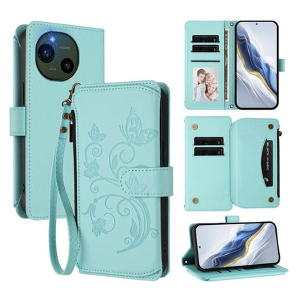 Butterfly Love Flower Multi-card Zipper Wallet Leather Phone Case, For Sharp Aquos wish6, For Sharp Aquos R11, For Sharp Aquos Sense10, For Sharp Aquos R10, For Sharp Aquos Wish5, For Sharp Basio Active3, For Sharp Aquos Sense9 Plus                    ...