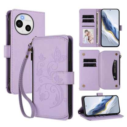 Butterfly Love Flower Multi-card Zipper Wallet Leather Phone Case, For Sharp Aquos wish6, For Sharp Aquos R11, For Sharp Aquos Sense10, For Sharp Aquos R10, For Sharp Aquos Wish5, For Sharp Basio Active3, For Sharp Aquos Sense9 Plus                    ...