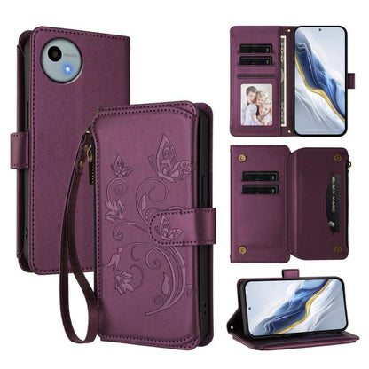 Butterfly Love Flower Multi-card Zipper Wallet Leather Phone Case, For Sharp Aquos wish6, For Sharp Aquos R11, For Sharp Aquos Sense10, For Sharp Aquos R10, For Sharp Aquos Wish5, For Sharp Basio Active3, For Sharp Aquos Sense9 Plus                    ...