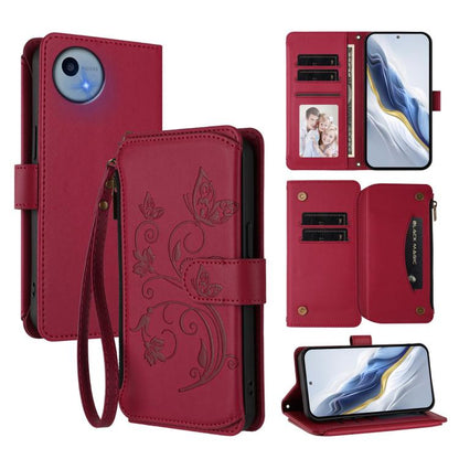 Butterfly Love Flower Multi-card Zipper Wallet Leather Phone Case, For Sharp Aquos wish6, For Sharp Aquos R11, For Sharp Aquos Sense10, For Sharp Aquos R10, For Sharp Aquos Wish5, For Sharp Basio Active3, For Sharp Aquos Sense9 Plus                    ...