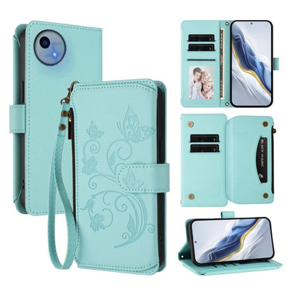 Butterfly Love Flower Multi-card Zipper Wallet Leather Phone Case, For Sharp Aquos wish6, For Sharp Aquos R11, For Sharp Aquos Sense10, For Sharp Aquos R10, For Sharp Aquos Wish5, For Sharp Basio Active3, For Sharp Aquos Sense9 Plus                    ...