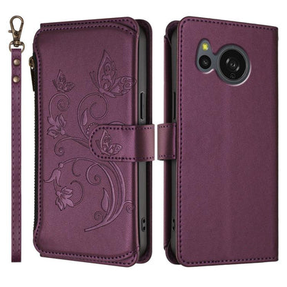Butterfly Love Flower Multi-card Zipper Wallet Leather Phone Case, For Sharp Aquos Sense8, For Sharp Aquos wish3, For Sharp Aquos R7 / P7 / SH-52C /A202SH