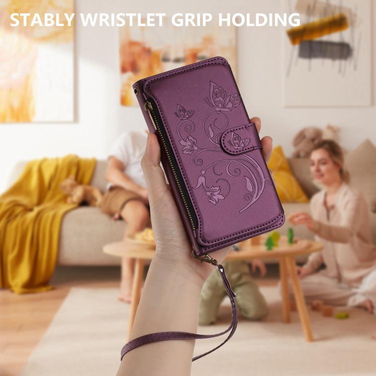Butterfly Love Flower Multi-card Zipper Wallet Leather Phone Case, For Sharp Aquos Sense8, For Sharp Aquos wish3, For Sharp Aquos R7 / P7 / SH-52C /A202SH