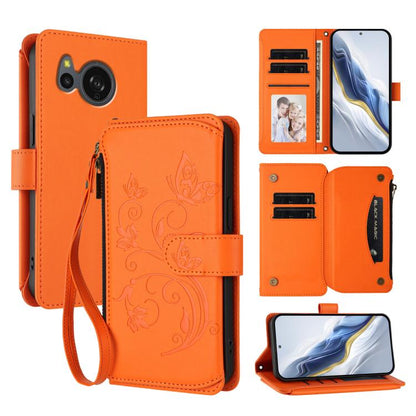 Butterfly Love Flower Multi-card Zipper Wallet Leather Phone Case, For Sharp Aquos Sense8, For Sharp Aquos wish3, For Sharp Aquos R7 / P7 / SH-52C /A202SH