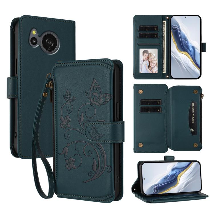 Butterfly Love Flower Multi-card Zipper Wallet Leather Phone Case, For Sharp Aquos Sense8, For Sharp Aquos wish3, For Sharp Aquos R7 / P7 / SH-52C /A202SH