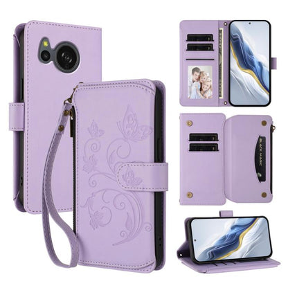 Butterfly Love Flower Multi-card Zipper Wallet Leather Phone Case, For Sharp Aquos Sense8, For Sharp Aquos wish3, For Sharp Aquos R7 / P7 / SH-52C /A202SH