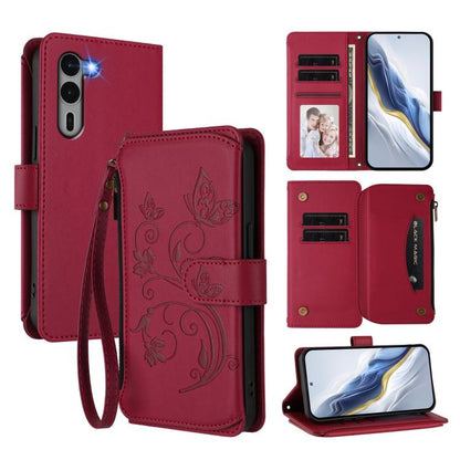 Butterfly Love Flower Multi-card Zipper Wallet Leather Phone Case, For Fujitsu Arrows We3, For Fujitsu RakuRaku F-53E, For Fujitsu Arrows We2 F-52E, For Fujitsu Arrows We2 Plus F-51E