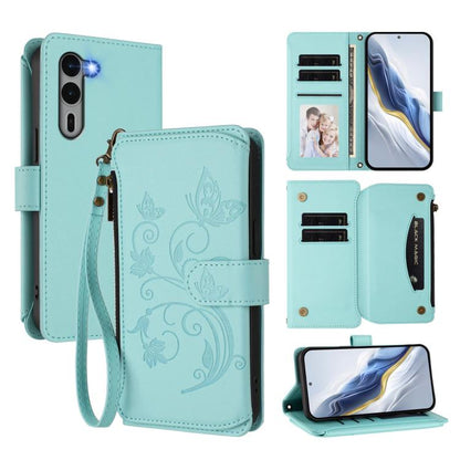 Butterfly Love Flower Multi-card Zipper Wallet Leather Phone Case, For Fujitsu Arrows We3, For Fujitsu RakuRaku F-53E, For Fujitsu Arrows We2 F-52E, For Fujitsu Arrows We2 Plus F-51E