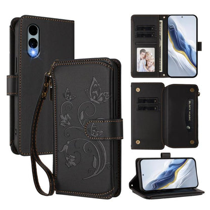 Butterfly Love Flower Multi-card Zipper Wallet Leather Phone Case, For Fujitsu Arrows We3, For Fujitsu RakuRaku F-53E, For Fujitsu Arrows We2 F-52E, For Fujitsu Arrows We2 Plus F-51E
