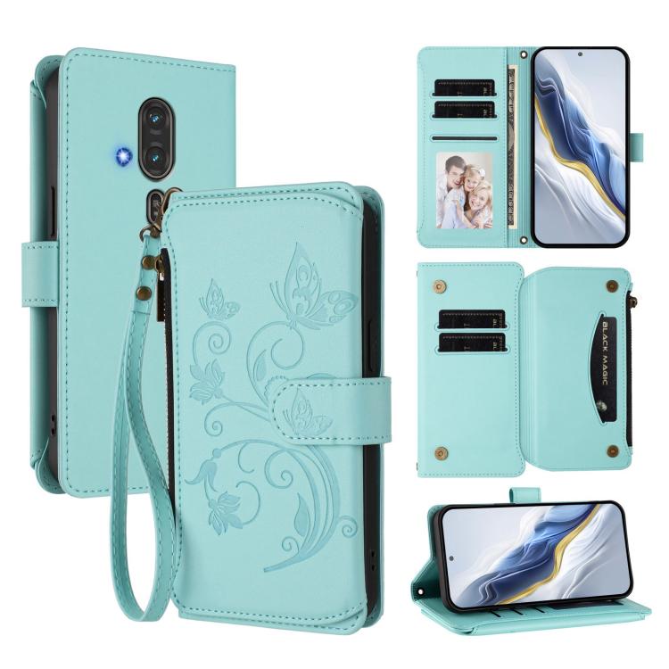 Butterfly Love Flower Multi-card Zipper Wallet Leather Phone Case, For Fujitsu Arrows We3, For Fujitsu RakuRaku F-53E, For Fujitsu Arrows We2 F-52E, For Fujitsu Arrows We2 Plus F-51E