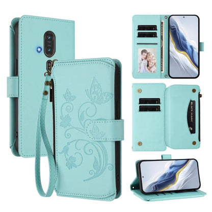 Butterfly Love Flower Multi-card Zipper Wallet Leather Phone Case, For Fujitsu Arrows We3, For Fujitsu RakuRaku F-53E, For Fujitsu Arrows We2 F-52E, For Fujitsu Arrows We2 Plus F-51E