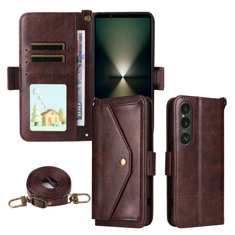 Multi-card Slots Crossbody Cowhide Leather Phone Case, For Sony Xperia 1 VIII, For Sony Xperia 10 VII, For Sony Xperia 10 VI, For Sony Xperia 1 VI