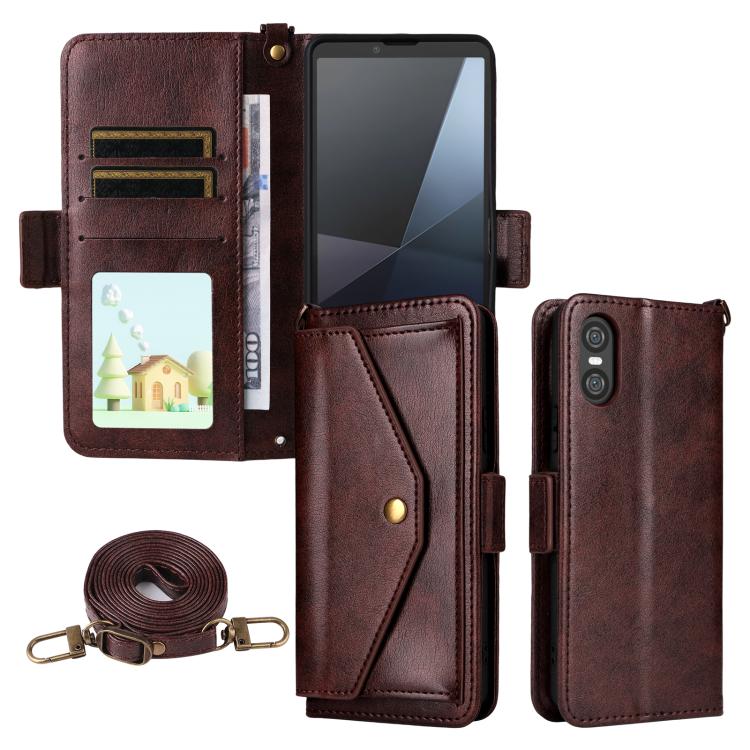 Multi-card Slots Crossbody Cowhide Leather Phone Case, For Sony Xperia 1 VIII, For Sony Xperia 10 VII, For Sony Xperia 10 VI, For Sony Xperia 1 VI