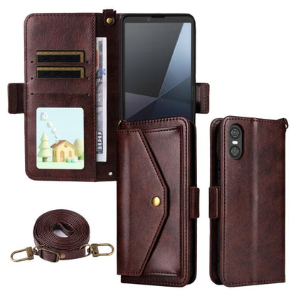 Multi-card Slots Crossbody Cowhide Leather Phone Case, For Sony Xperia 1 VIII, For Sony Xperia 10 VII, For Sony Xperia 10 VI, For Sony Xperia 1 VI