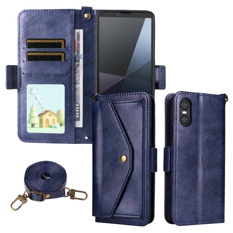 Multi-card Slots Crossbody Cowhide Leather Phone Case, For Sony Xperia 1 VIII, For Sony Xperia 10 VII, For Sony Xperia 10 VI, For Sony Xperia 1 VI
