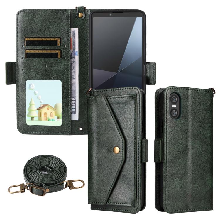 Multi-card Slots Crossbody Cowhide Leather Phone Case, For Sony Xperia 1 VIII, For Sony Xperia 10 VII, For Sony Xperia 10 VI, For Sony Xperia 1 VI