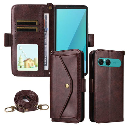 Multi-card Slots Crossbody Cowhide Leather Phone Case, For Sony Xperia 1 VIII, For Sony Xperia 10 VII, For Sony Xperia 10 VI, For Sony Xperia 1 VI