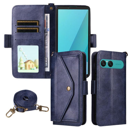 Multi-card Slots Crossbody Cowhide Leather Phone Case, For Sony Xperia 1 VIII, For Sony Xperia 10 VII, For Sony Xperia 10 VI, For Sony Xperia 1 VI