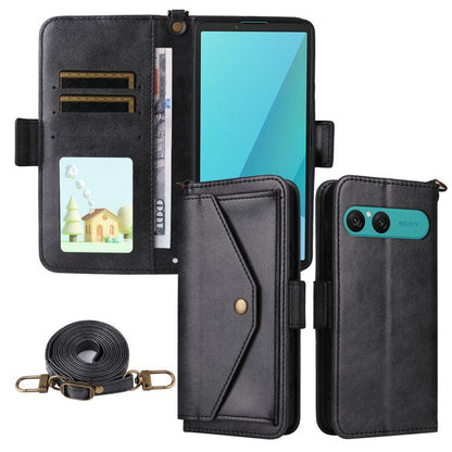 Multi-card Slots Crossbody Cowhide Leather Phone Case, For Sony Xperia 1 VIII, For Sony Xperia 10 VII, For Sony Xperia 10 VI, For Sony Xperia 1 VI