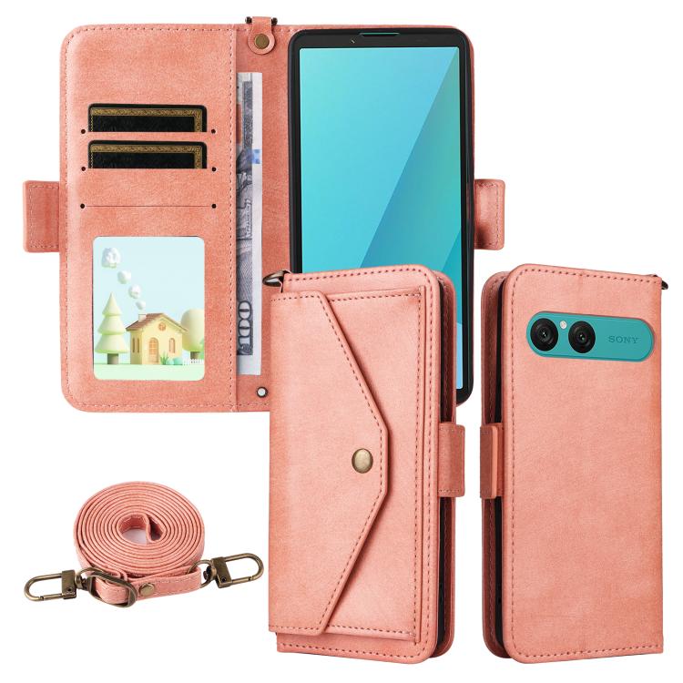 Multi-card Slots Crossbody Cowhide Leather Phone Case, For Sony Xperia 1 VIII, For Sony Xperia 10 VII, For Sony Xperia 10 VI, For Sony Xperia 1 VI
