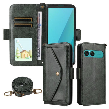 Multi-card Slots Crossbody Cowhide Leather Phone Case, For Sony Xperia 1 VIII, For Sony Xperia 10 VII, For Sony Xperia 10 VI, For Sony Xperia 1 VI