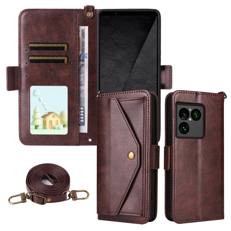 Multi-card Slots Crossbody Cowhide Leather Phone Case, For Sony Xperia 1 VIII, For Sony Xperia 10 VII, For Sony Xperia 10 VI, For Sony Xperia 1 VI