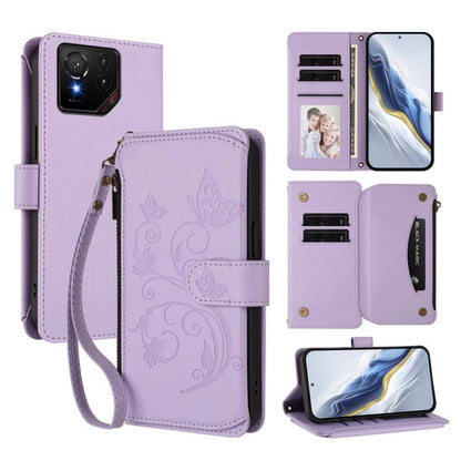 Butterfly Love Flower Multi-card Zipper Wallet Leather Phone Case, For ASUS Zenfone 12 Ultra, For ASUS ROG Phone 9 / 9 Pro, For ASUS Zenfone 11 Ultra, For ASUS ROG Phone 8 / 8 Pro