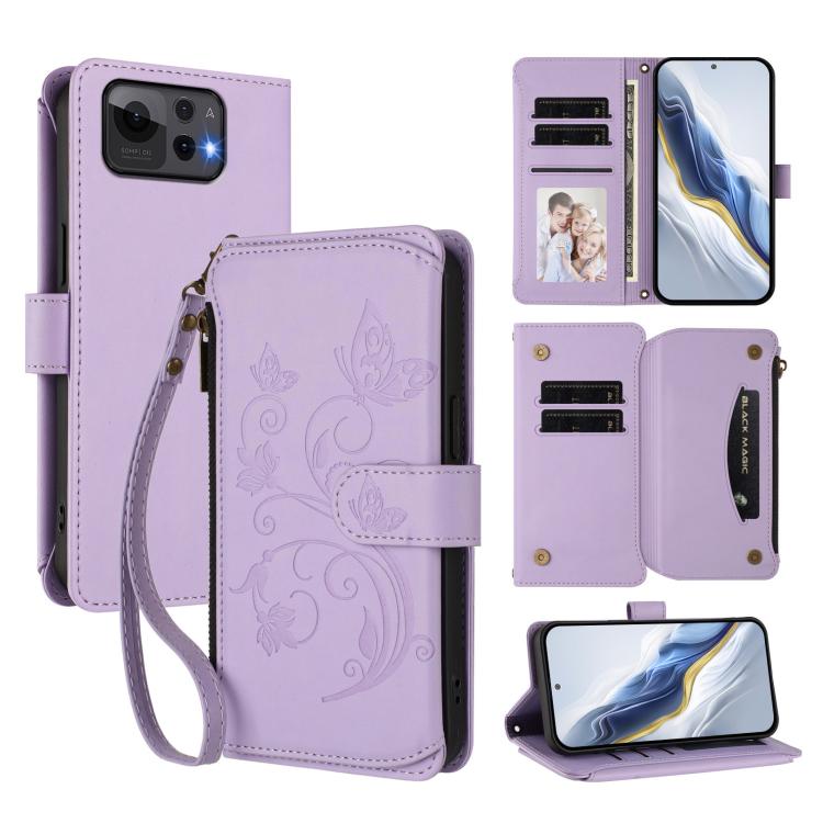 Butterfly Love Flower Multi-card Zipper Wallet Leather Phone Case, For ASUS Zenfone 12 Ultra, For ASUS ROG Phone 9 / 9 Pro, For ASUS Zenfone 11 Ultra, For ASUS ROG Phone 8 / 8 Pro