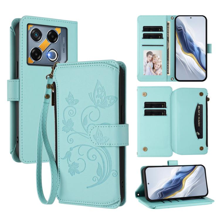 Butterfly Love Flower Multi-card Zipper Wallet Leather Phone Case, For Infinix Note 50 4G / 50 Pro 4G, For Infinix Hot 50i 4G / Smart 9 4G, For Infinix Hot 50 Pro+ 4G, For Infinix Hot 50 4G, For Infinix Hot 50 5G, For Infinix Zero 40 5G                ...
