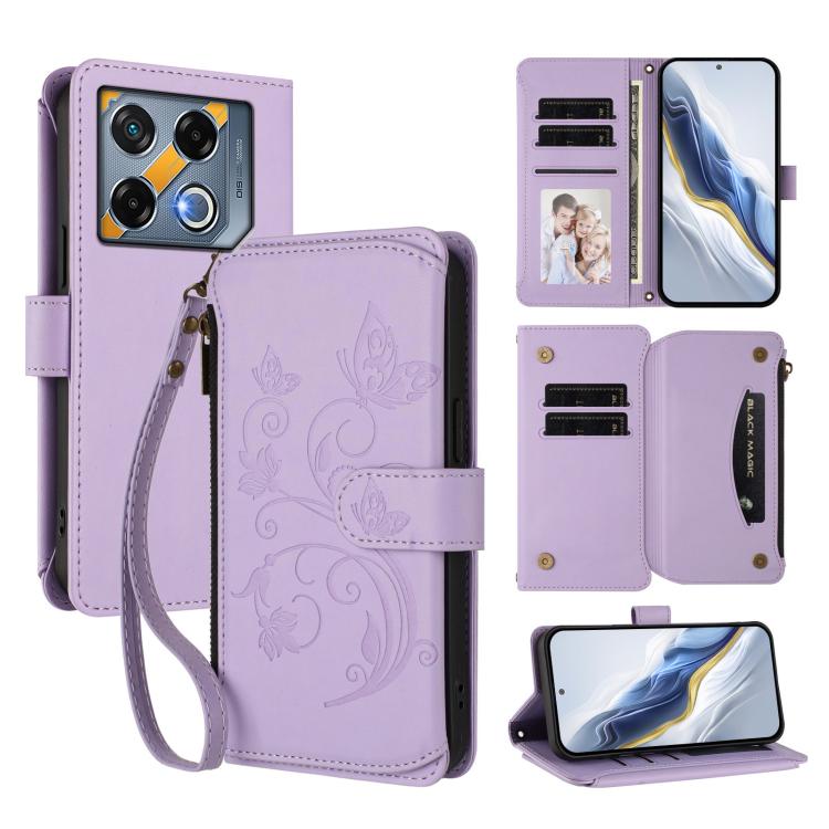 Butterfly Love Flower Multi-card Zipper Wallet Leather Phone Case, For Infinix Note 50 4G / 50 Pro 4G, For Infinix Hot 50i 4G / Smart 9 4G, For Infinix Hot 50 Pro+ 4G, For Infinix Hot 50 4G, For Infinix Hot 50 5G, For Infinix Zero 40 5G                ...