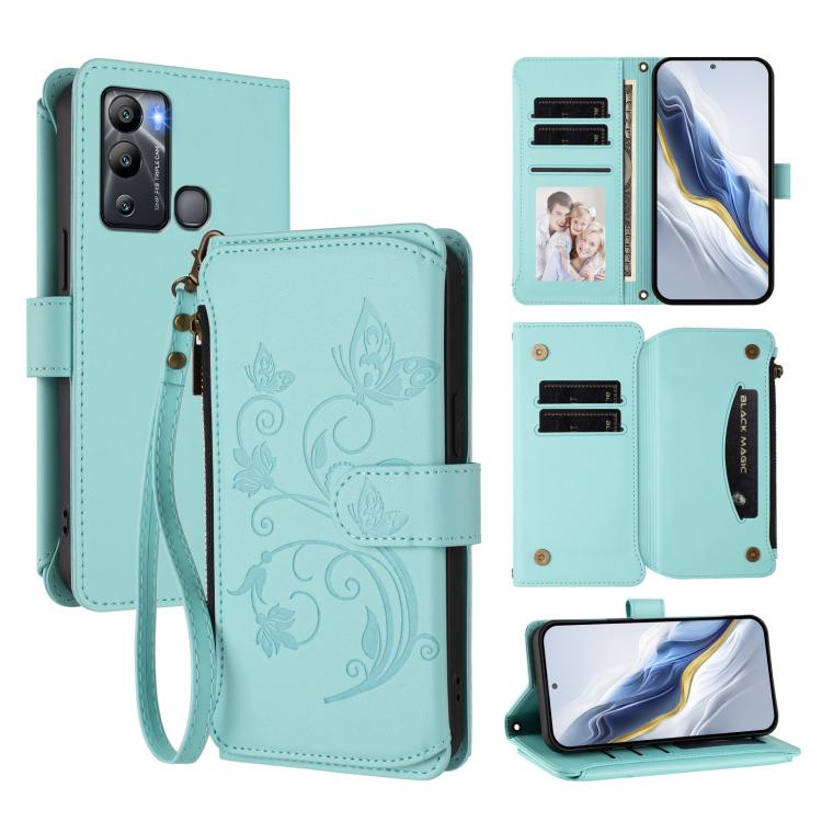 Butterfly Love Flower Multi-card Zipper Wallet Leather Phone Case, For Infinix Hot 30 4G, For Infinix Hot 20s / 20 Pro, For Infinix Hot 20 5G, For Infinix Smart 7 Global, For Infinix Hot 12i / 20i, For Infinix Zero 5G 2023, For Infinix Hot 20 Play     ...