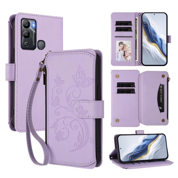 Butterfly Love Flower Multi-card Zipper Wallet Leather Phone Case, For Infinix Hot 30 4G, For Infinix Hot 20s / 20 Pro, For Infinix Hot 20 5G, For Infinix Smart 7 Global, For Infinix Hot 12i / 20i, For Infinix Zero 5G 2023, For Infinix Hot 20 Play     ...