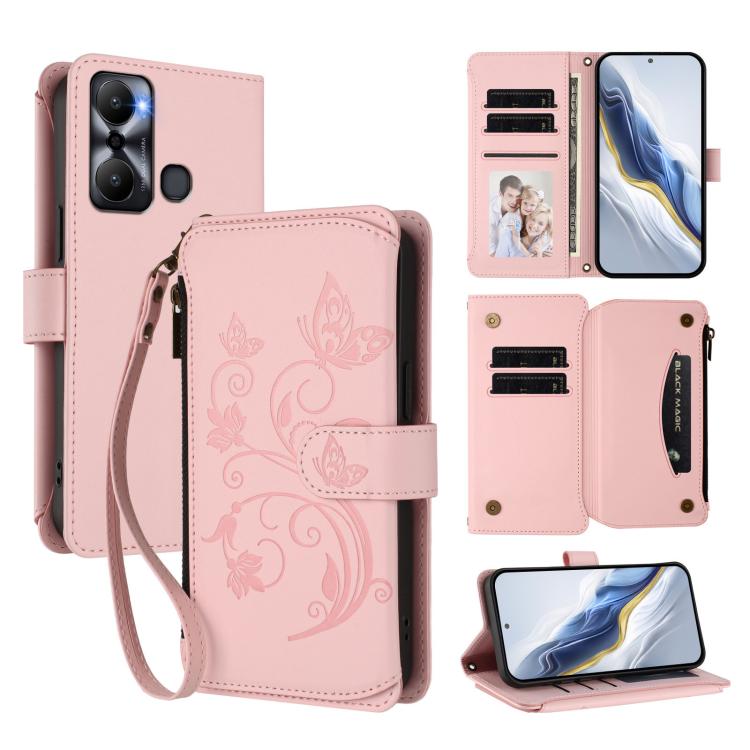 Butterfly Love Flower Multi-card Zipper Wallet Leather Phone Case, For Infinix Hot 30 4G, For Infinix Hot 20s / 20 Pro, For Infinix Hot 20 5G, For Infinix Smart 7 Global, For Infinix Hot 12i / 20i, For Infinix Zero 5G 2023, For Infinix Hot 20 Play     ...
